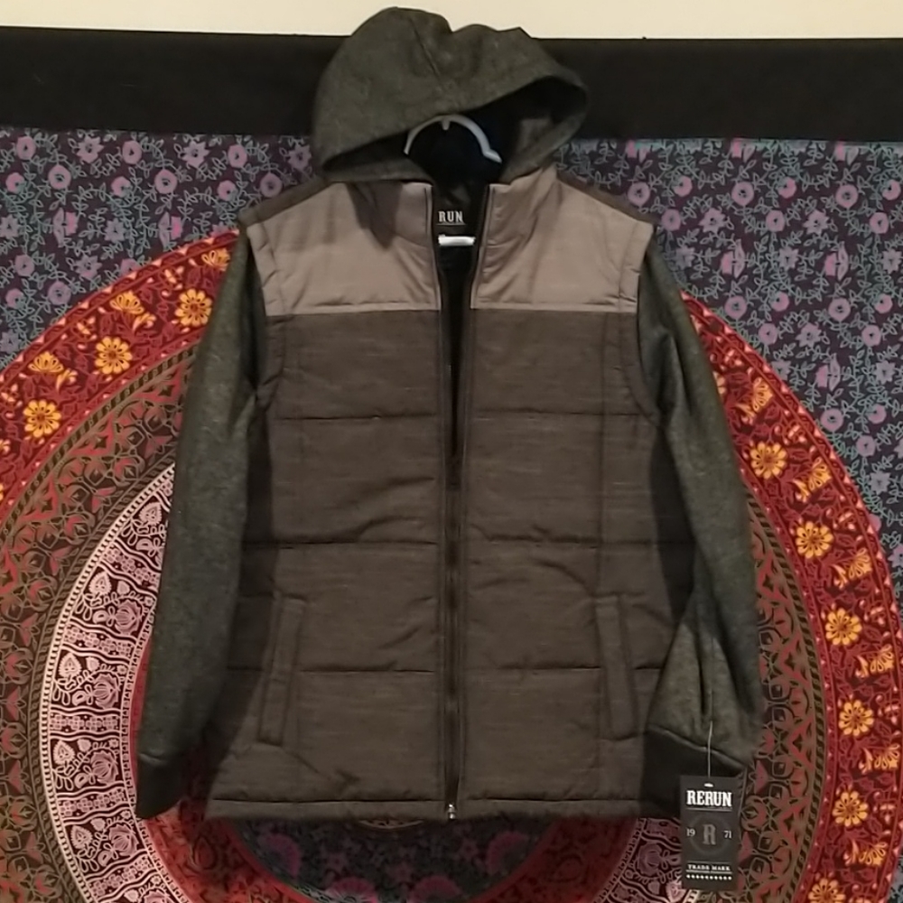 Mens jacket charcoal gray hoodie